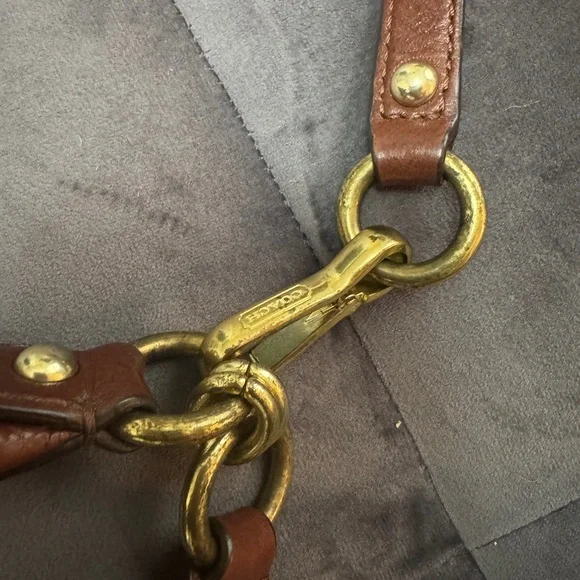 Coach Rich Brown Leather Shoulder Bag with Gold Accents